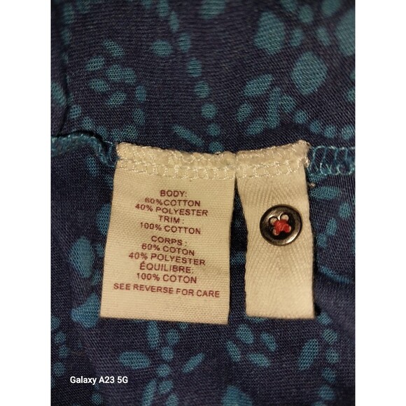 Free People Size Medium Blue Floral Long Sleeve Henley - Picture 6 of 7